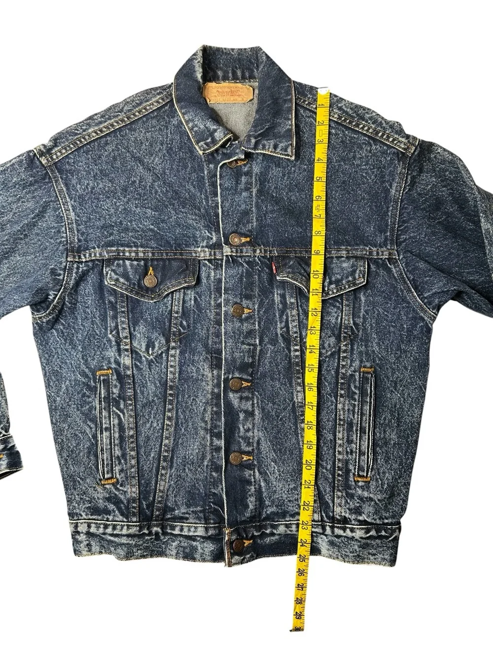 Vintage Levi's Type III 70507 Acid Wash Denim Trucker Jacket USA Small - Picture 15 of 15